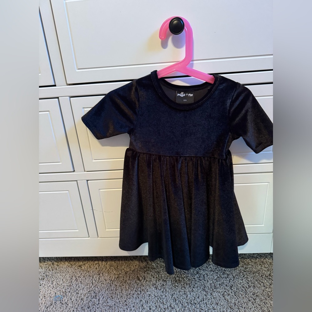 Millie & Roo black onyx velvet twirl dress